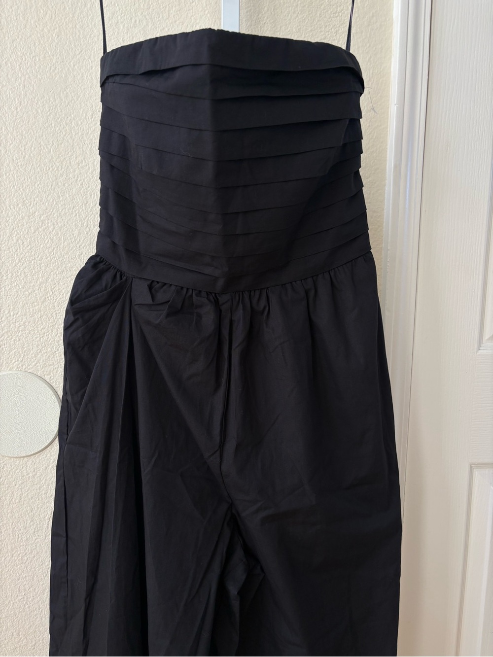 NWT - Band of the Free Strapless Pleated Bodice Wide-Leg Black Jumpsuit - Size M - Picture 4 of 5